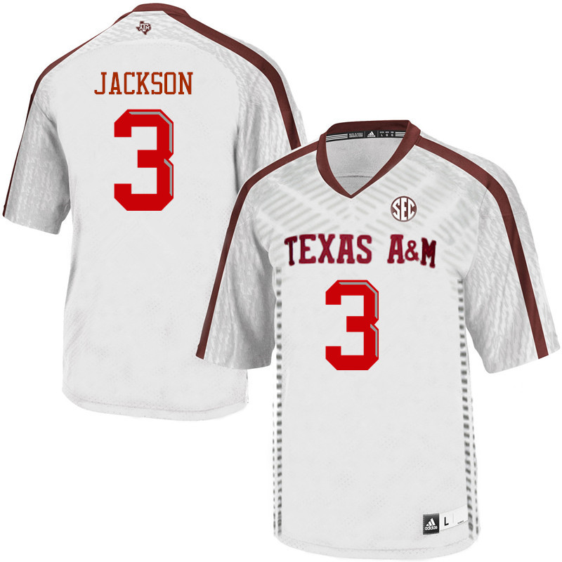 Men #3 Vernon Jackson Texas A&M Aggies College Football Jerseys Sale-White